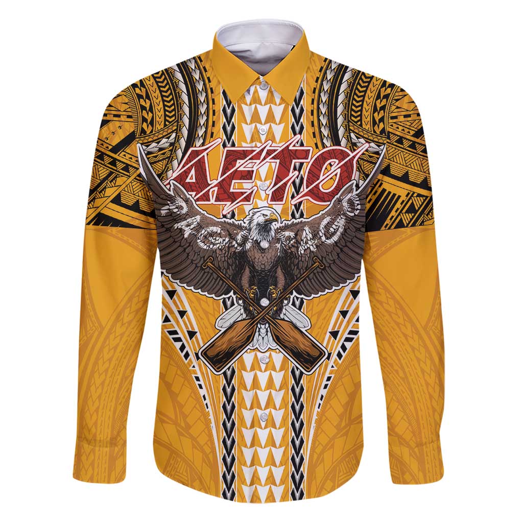 Samoa Pago Pago Aeto Family Matching Puletasi and Hawaiian Shirt Bald Eagle with Polynesian Art Tattoos - Polynesian Pride