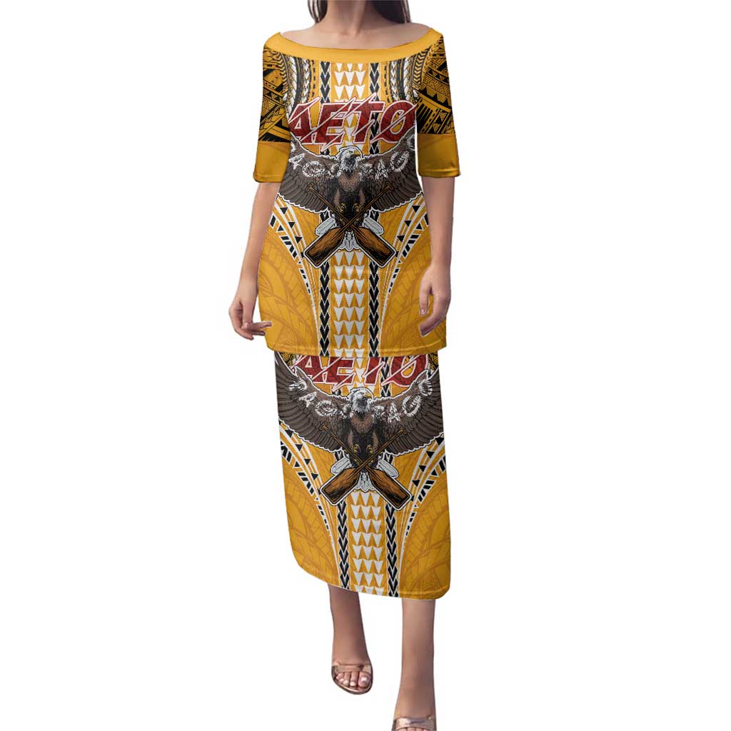 Samoa Pago Pago Aeto Family Matching Puletasi and Hawaiian Shirt Bald Eagle with Polynesian Art Tattoos - Polynesian Pride