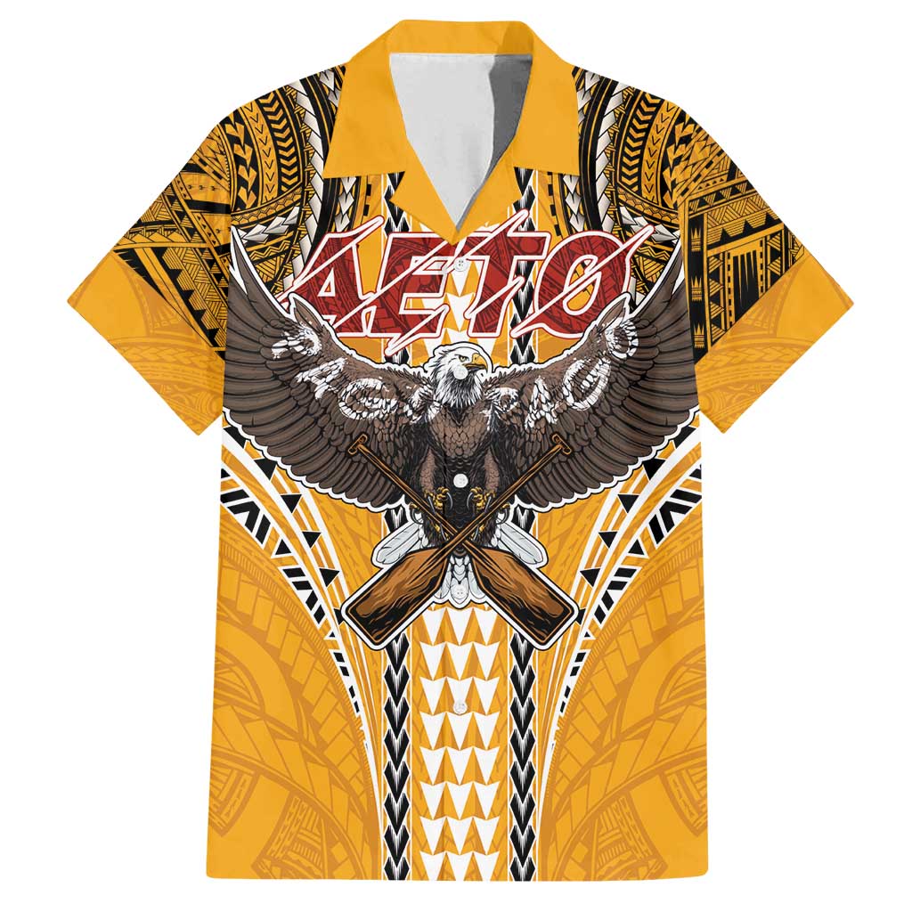 Samoa Pago Pago Aeto Family Matching Summer Maxi Dress and Hawaiian Shirt Bald Eagle with Polynesian Art Tattoos - Polynesian Pride