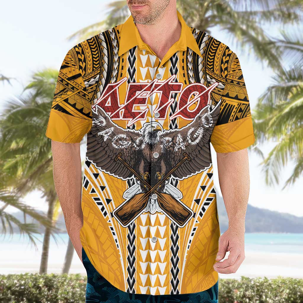 Samoa Pago Pago Aeto Hawaiian Shirt Bald Eagle with Polynesian Art Tattoos - Polynesian Pride