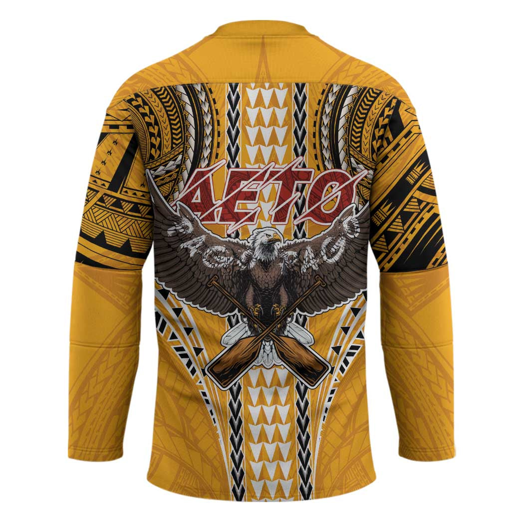 Samoa Pago Pago Aeto Hockey Jersey Bald Eagle with Polynesian Art Tattoos - Polynesian Pride