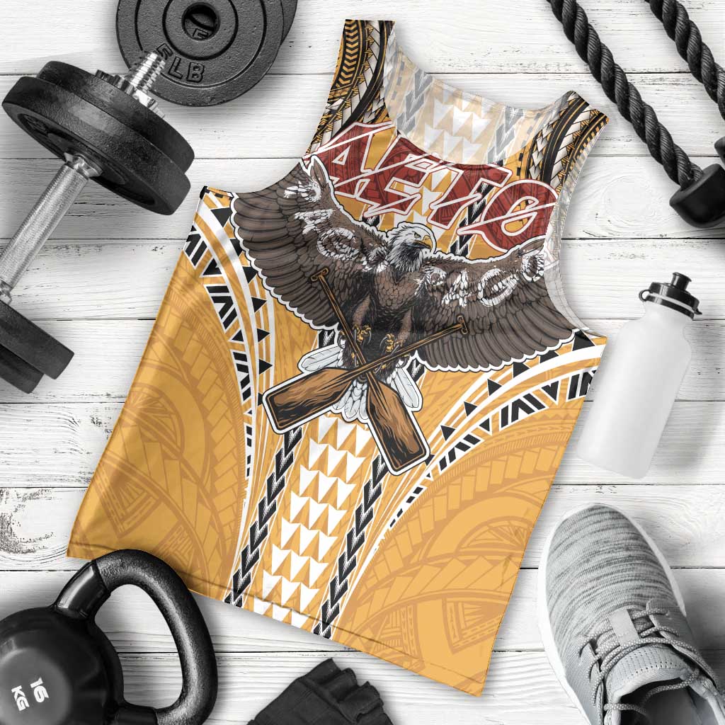 Samoa Pago Pago Aeto Men Tank Top Bald Eagle with Polynesian Art Tattoos - Polynesian Pride
