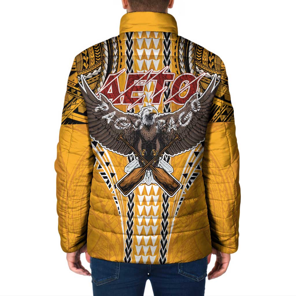 Samoa Pago Pago Aeto Padded Jacket Bald Eagle with Polynesian Art Tattoos - Polynesian Pride