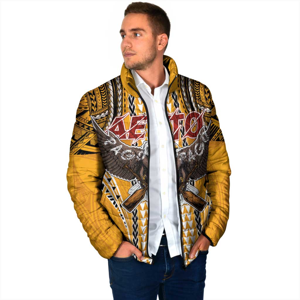 Samoa Pago Pago Aeto Padded Jacket Bald Eagle with Polynesian Art Tattoos - Polynesian Pride