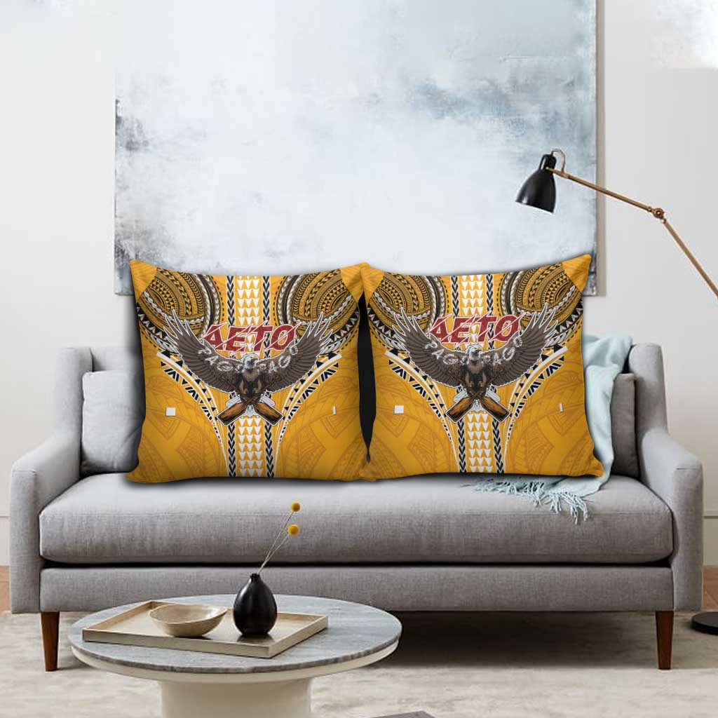 Samoa Pago Pago Aeto Pillow Cover Bald Eagle with Polynesian Art Tattoos - Polynesian Pride