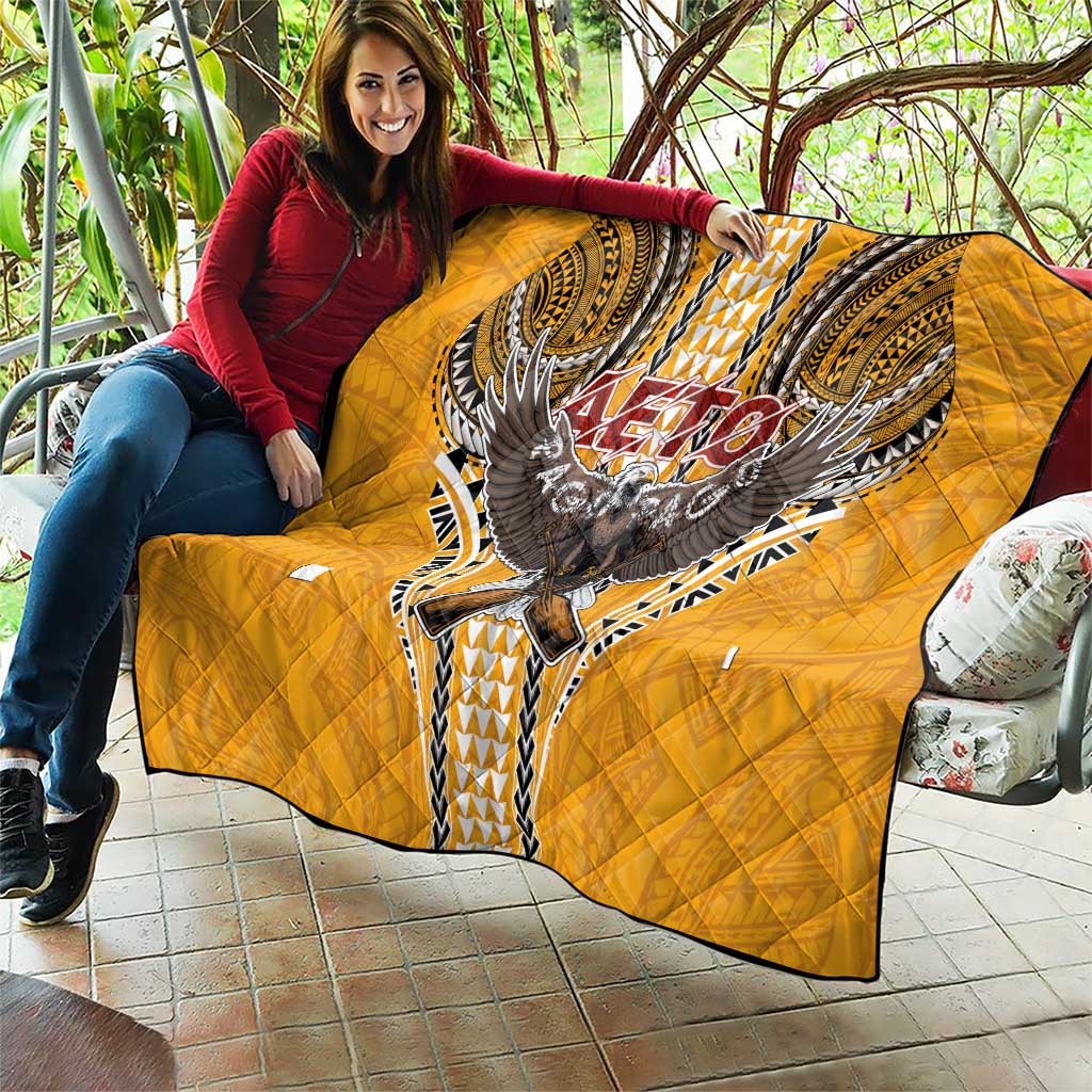 Samoa Pago Pago Aeto Quilt Bald Eagle with Polynesian Art Tattoos - Polynesian Pride