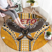 Samoa Pago Pago Aeto Round Carpet Bald Eagle with Polynesian Art Tattoos - Polynesian Pride