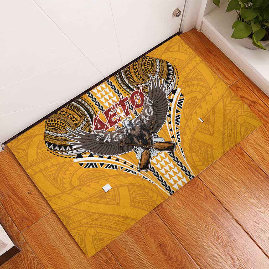Samoa Pago Pago Aeto Rubber Doormat Bald Eagle with Polynesian Art Tattoos - Polynesian Pride