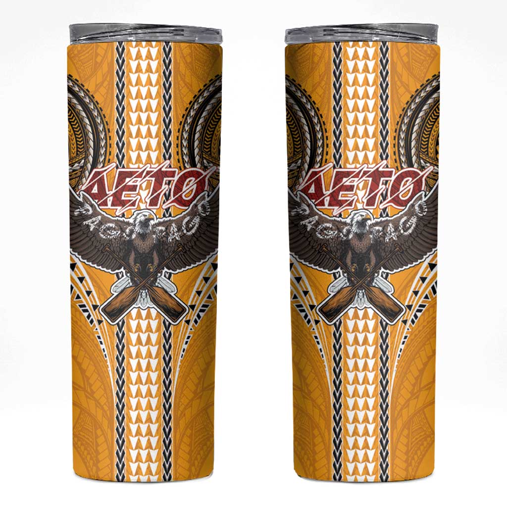 Samoa Pago Pago Aeto Skinny Tumbler Bald Eagle with Polynesian Art Tattoos - Polynesian Pride