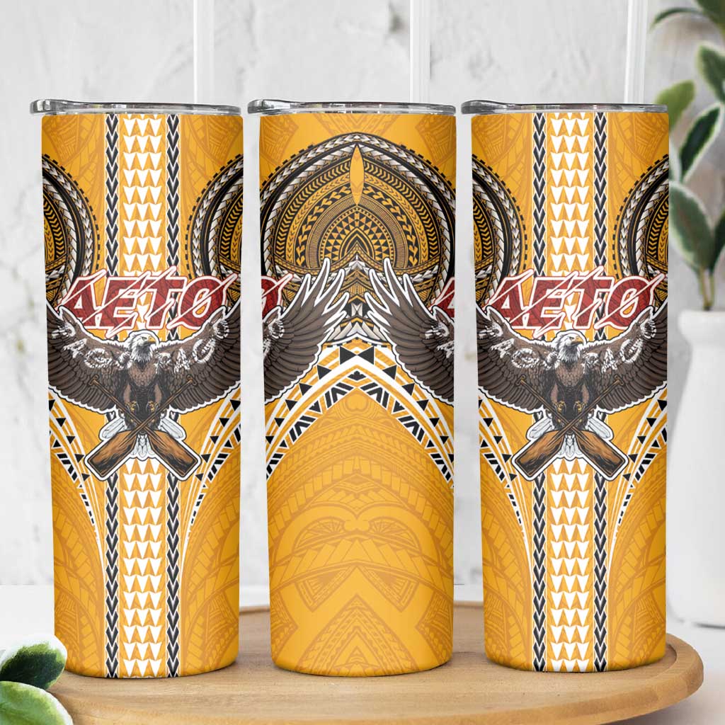 Samoa Pago Pago Aeto Skinny Tumbler Bald Eagle with Polynesian Art Tattoos - Polynesian Pride