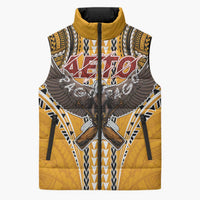 Samoa Pago Pago Aeto Sleeveless Puffer Jacket Bald Eagle with Polynesian Art Tattoos - Polynesian Pride