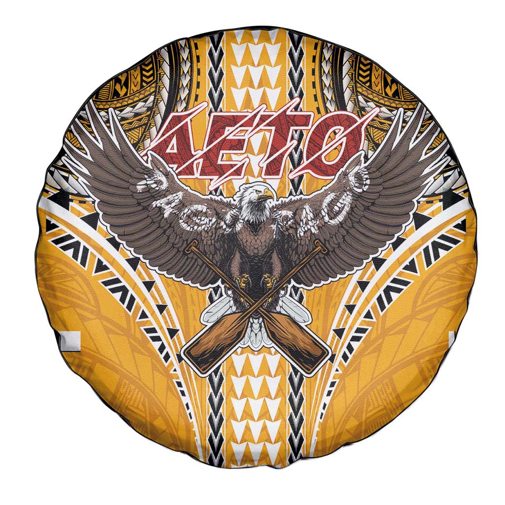Samoa Pago Pago Aeto Spare Tire Cover Bald Eagle with Polynesian Art Tattoos - Polynesian Pride