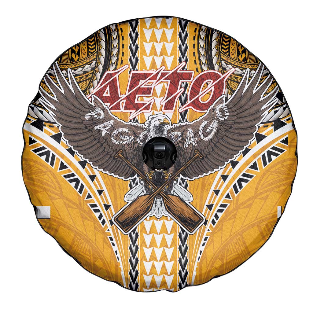 Samoa Pago Pago Aeto Spare Tire Cover Bald Eagle with Polynesian Art Tattoos - Polynesian Pride