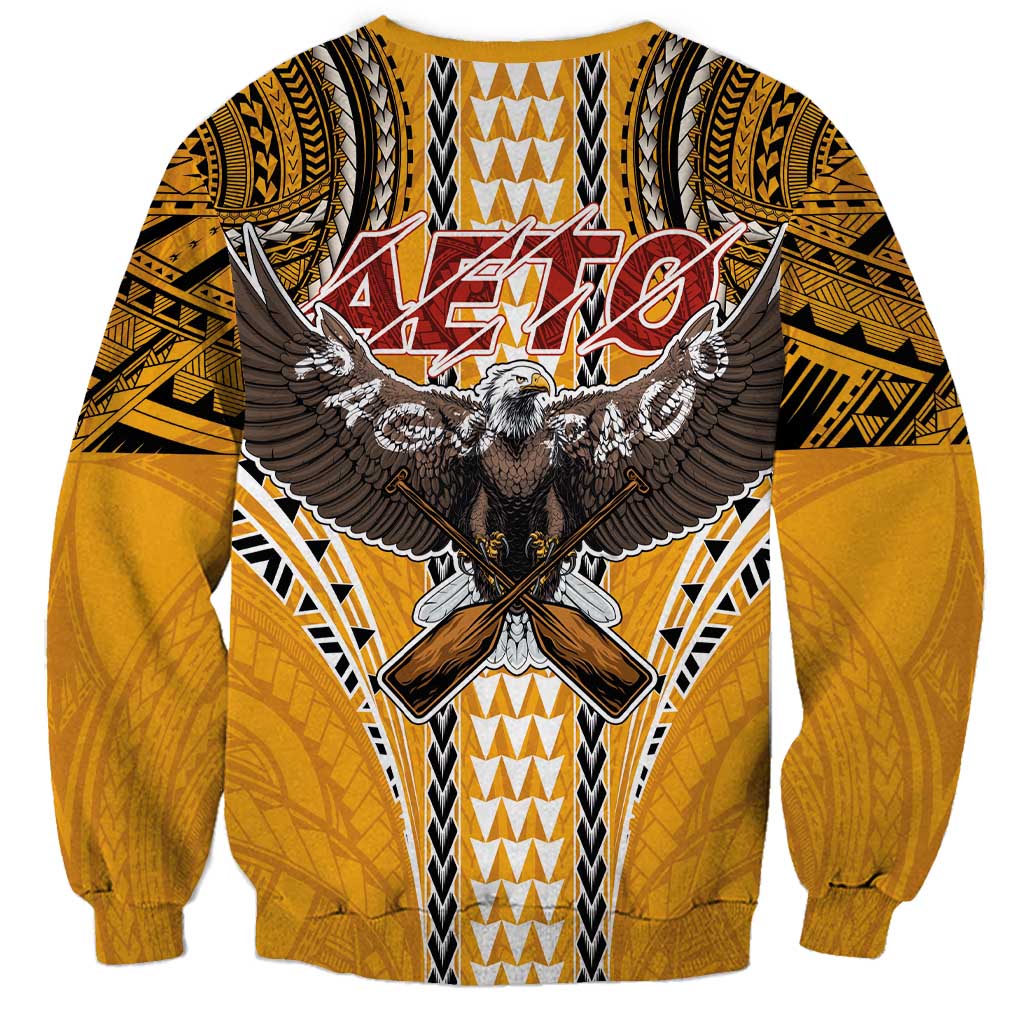 Samoa Pago Pago Aeto Sweatshirt Bald Eagle with Polynesian Art Tattoos - Polynesian Pride