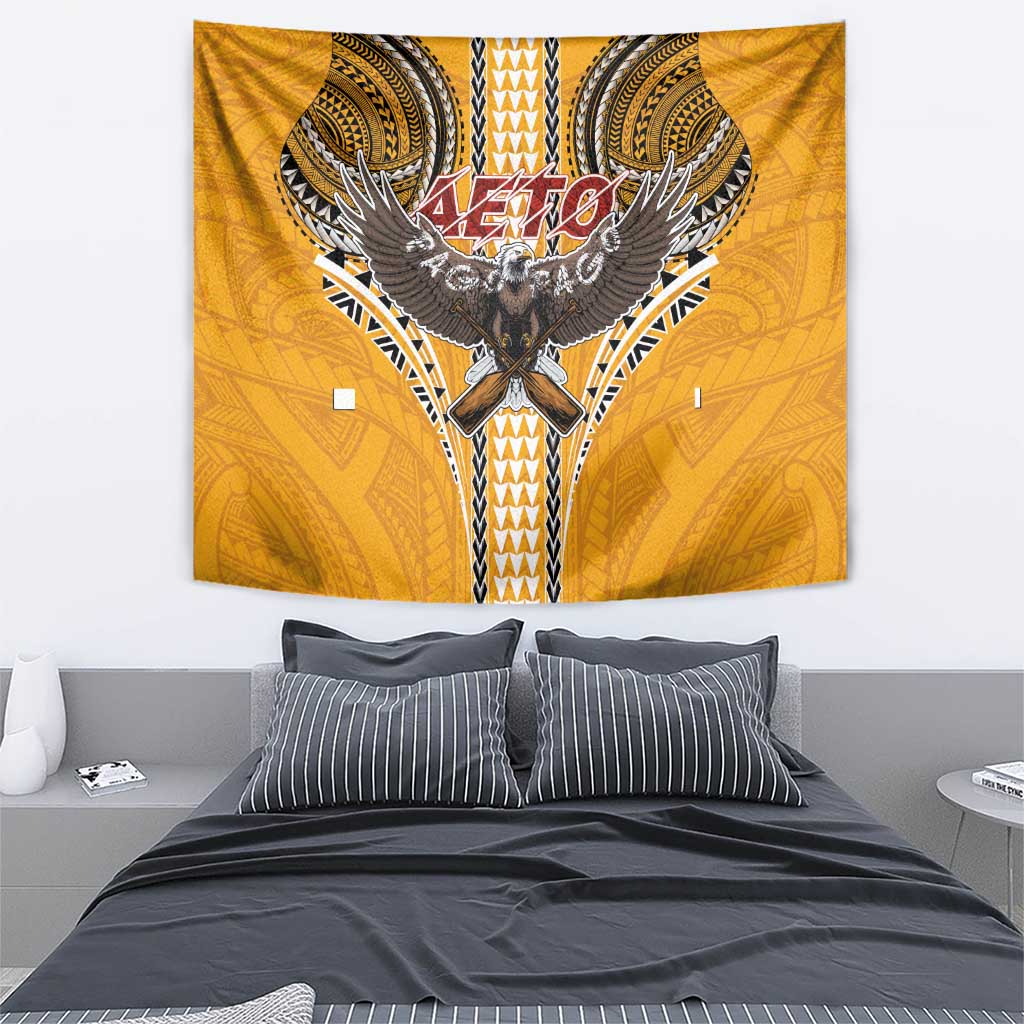 Samoa Pago Pago Aeto Tapestry Bald Eagle with Polynesian Art Tattoos - Polynesian Pride