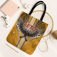American Samoa Pago Pago Aeto Tote Bag Bald Eagle with Polynesian Art Tattoos LT03 One Size Yellow - Polynesian Pride