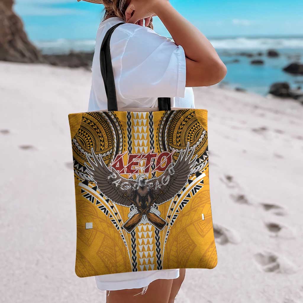 American Samoa Pago Pago Aeto Tote Bag Bald Eagle with Polynesian Art Tattoos LT03 - Polynesian Pride