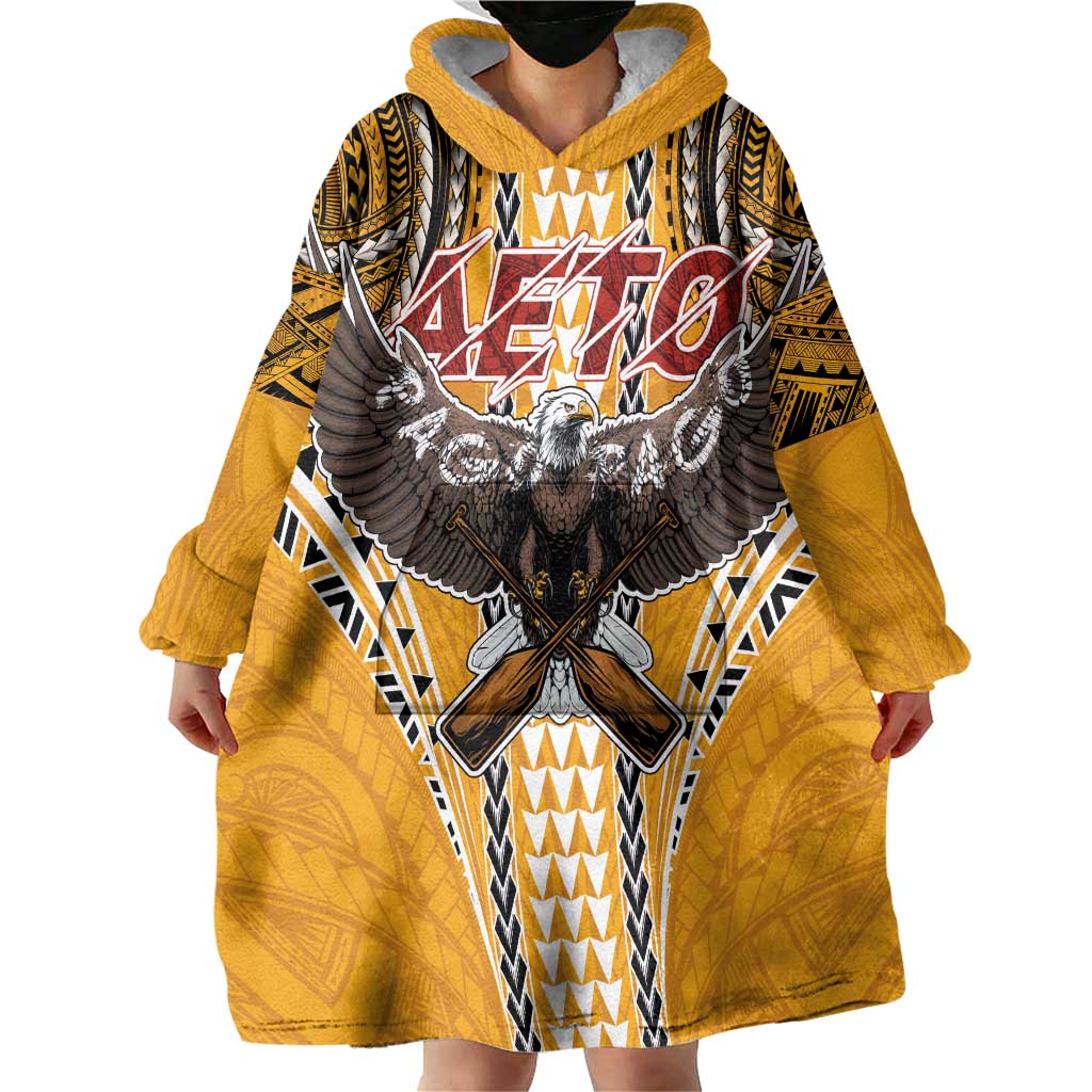 Samoa Pago Pago Aeto Wearable Blanket Hoodie Bald Eagle with Polynesian Art Tattoos - Polynesian Pride