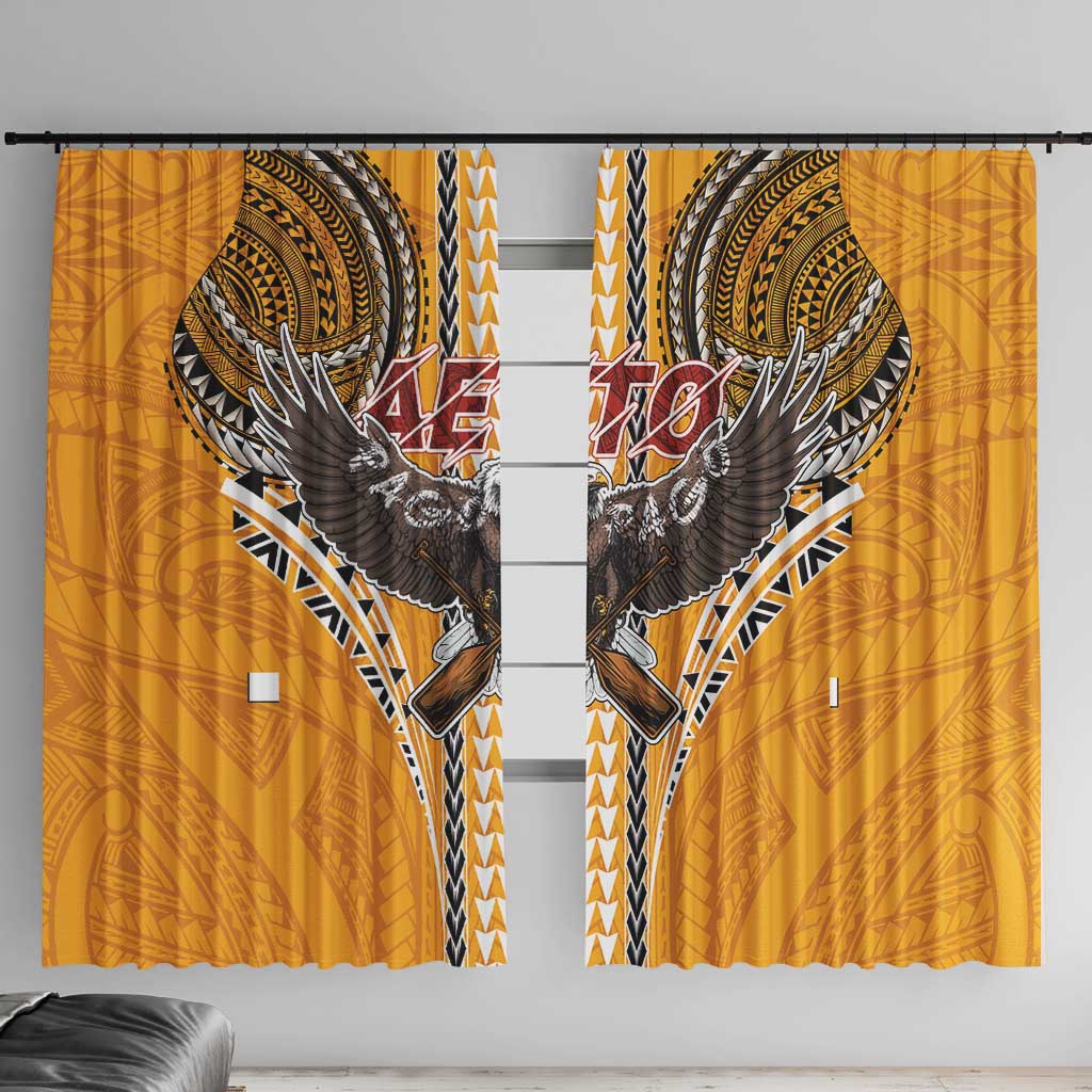Samoa Pago Pago Aeto Window Curtain Bald Eagle with Polynesian Art Tattoos - Polynesian Pride