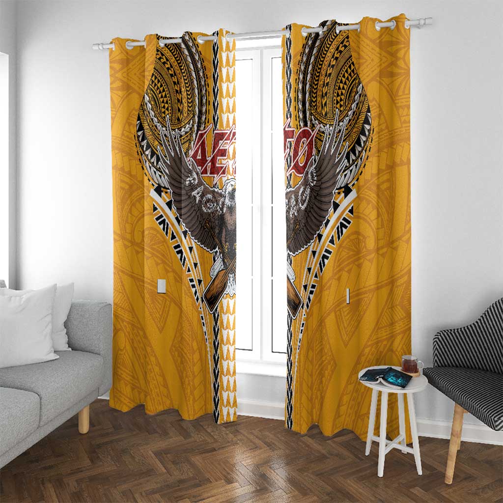 Samoa Pago Pago Aeto Window Curtain Bald Eagle with Polynesian Art Tattoos - Polynesian Pride