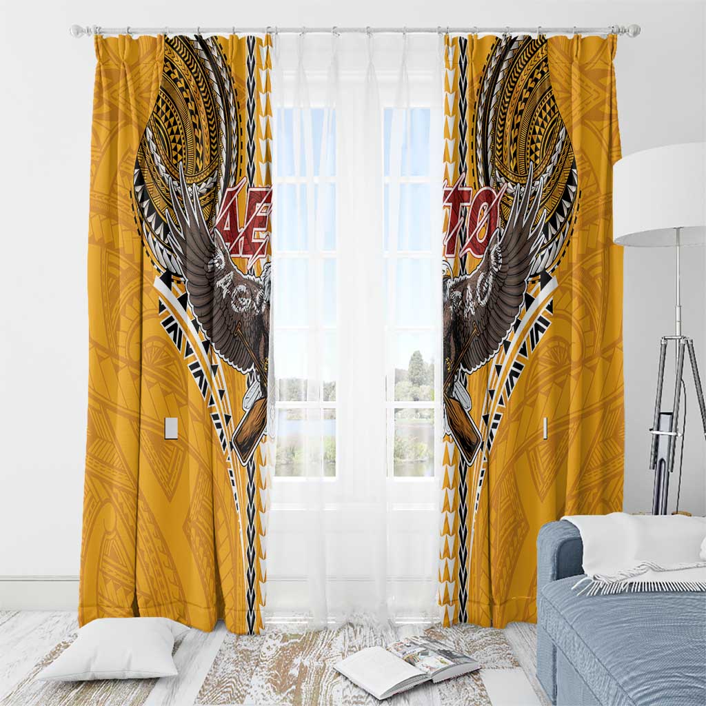Samoa Pago Pago Aeto Window Curtain Bald Eagle with Polynesian Art Tattoos - Polynesian Pride