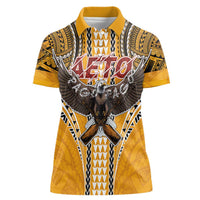 American Samoa Pago Pago Aeto Women Polo Shirt Bald Eagle with Polynesian Art Tattoos LT03 Female Yellow - Polynesian Pride