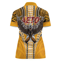 American Samoa Pago Pago Aeto Women Polo Shirt Bald Eagle with Polynesian Art Tattoos LT03 - Polynesian Pride