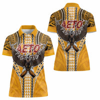 American Samoa Pago Pago Aeto Women Polo Shirt Bald Eagle with Polynesian Art Tattoos LT03 - Polynesian Pride