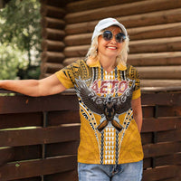 American Samoa Pago Pago Aeto Women Polo Shirt Bald Eagle with Polynesian Art Tattoos LT03 - Polynesian Pride