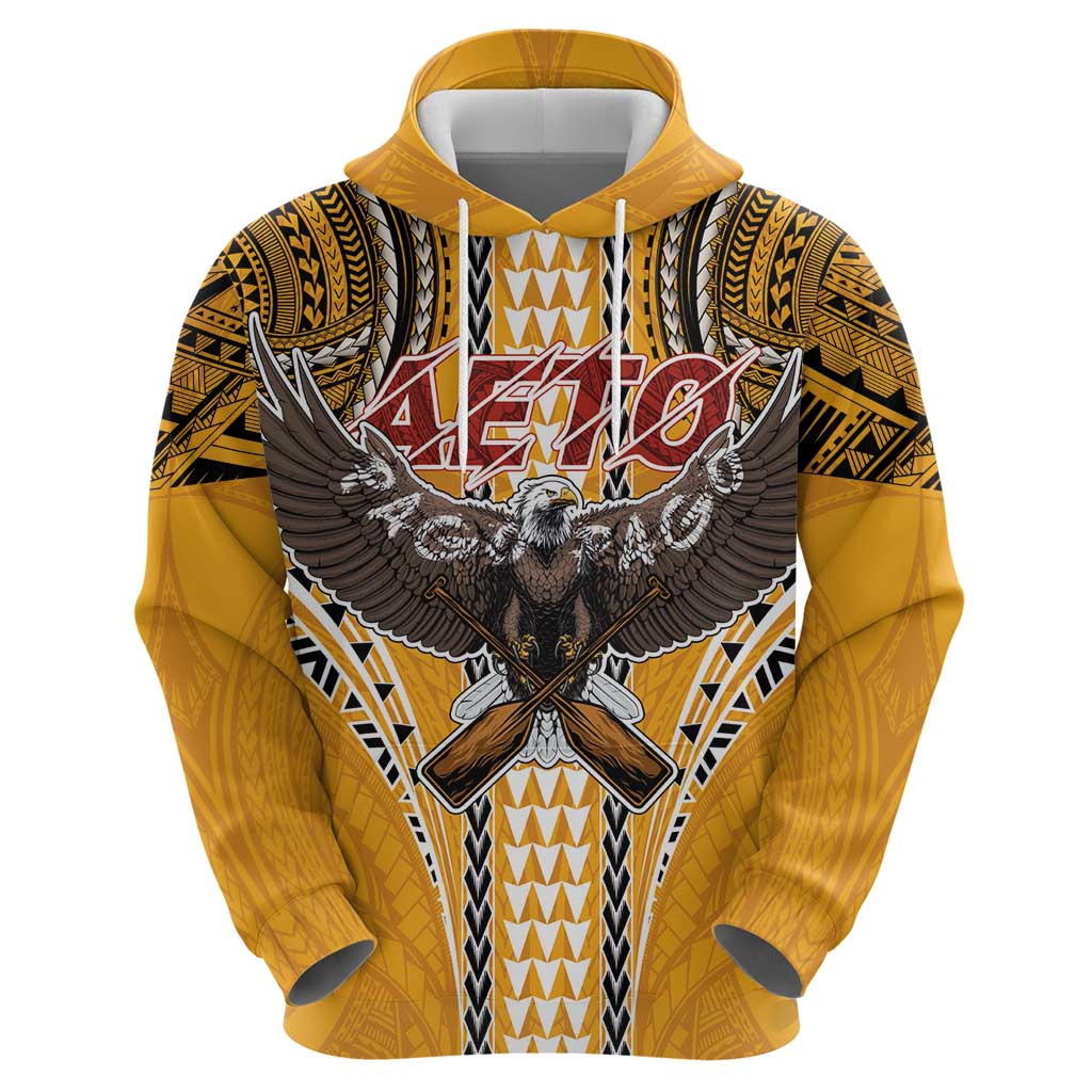 Samoa Pago Pago Aeto Zip Hoodie Bald Eagle with Polynesian Art Tattoos - Polynesian Pride