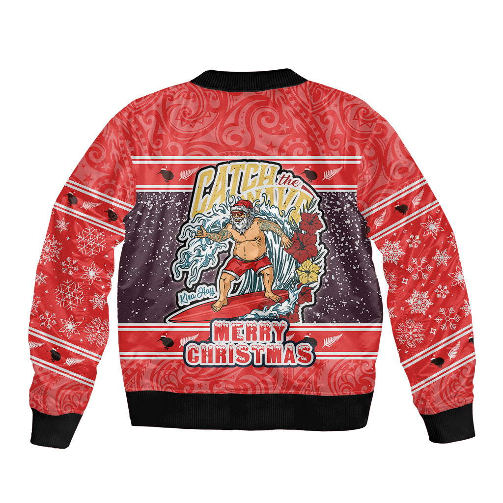 new-zealand-christmas-bomber-jacket-santa-catch-the-wave-maori-pattern-retro-style