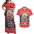 New Zealand Christmas Couples Matching Off Shoulder Maxi Dress and Hawaiian Shirt Santa Catch The Wave Maori Pattern Retro Style LT03 Red - Polynesian Pride