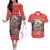 New Zealand Christmas Couples Matching Off The Shoulder Long Sleeve Dress and Hawaiian Shirt Santa Catch The Wave Maori Pattern Retro Style LT03 Red - Polynesian Pride