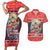 New Zealand Christmas Couples Matching Short Sleeve Bodycon Dress and Hawaiian Shirt Santa Catch The Wave Maori Pattern Retro Style LT03 Red - Polynesian Pride