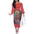 New Zealand Christmas Family Matching Off Shoulder Long Sleeve Dress and Hawaiian Shirt Santa Catch The Wave Maori Pattern Retro Style LT03 Mom's Dress Red - Polynesian Pride