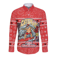 new-zealand-christmas-long-sleeve-button-shirt-santa-catch-the-wave-maori-pattern-retro-style