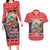 Custom New Zealand Christmas Couples Matching Long Sleeve Bodycon Dress and Hawaiian Shirt Santa Catch The Wave Maori Pattern Retro Style LT03 Red - Polynesian Pride