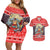 Custom New Zealand Christmas Couples Matching Off Shoulder Short Dress and Hawaiian Shirt Santa Catch The Wave Maori Pattern Retro Style LT03 Red - Polynesian Pride