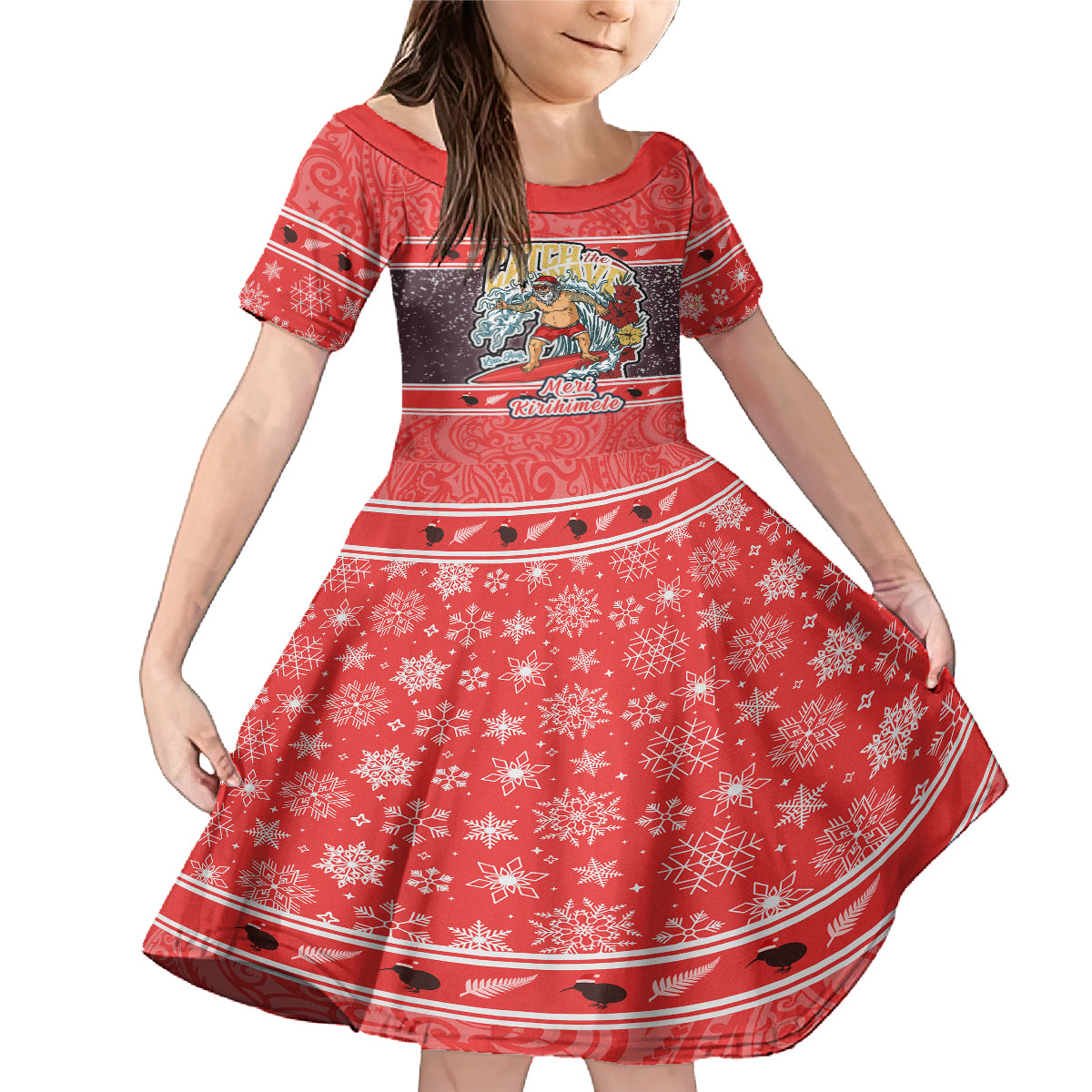 custom-new-zealand-christmas-family-matching-mermaid-dress-and-hawaiian-shirt-santa-catch-the-wave-maori-pattern-retro-style