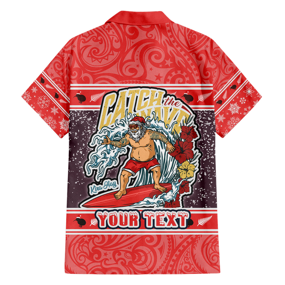 custom-new-zealand-christmas-family-matching-short-sleeve-bodycon-dress-and-hawaiian-shirt-santa-catch-the-wave-maori-pattern-retro-style