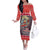 Custom New Zealand Christmas Off The Shoulder Long Sleeve Dress Santa Catch The Wave Maori Pattern Retro Style LT03 Women Red - Polynesian Pride