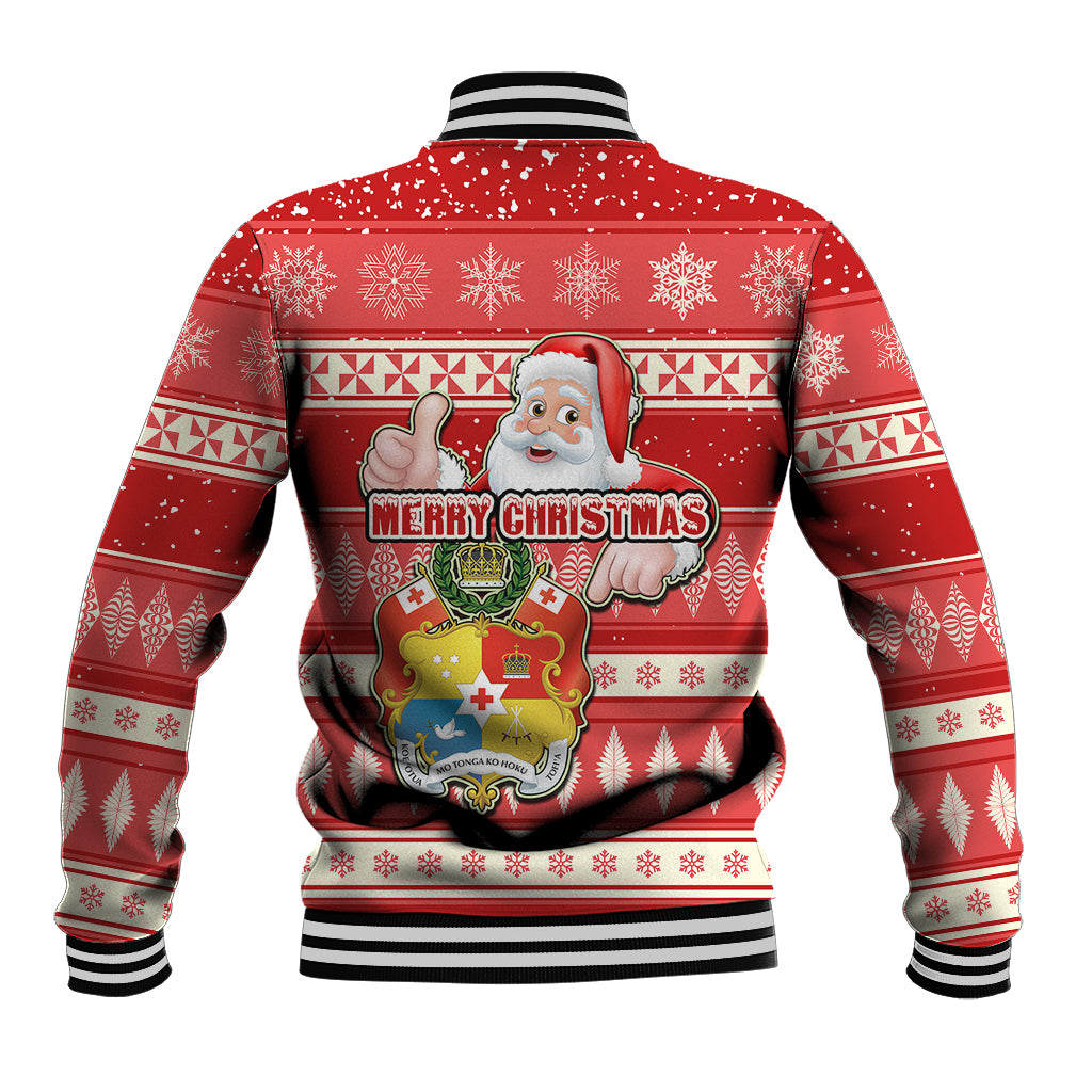 Tonga Christmas Baseball Jacket The Santa Coat of Arms with Ngatu and Snow Pattern LT03 - Polynesian Pride