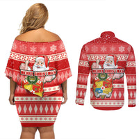 tonga-christmas-couples-matching-off-shoulder-short-dress-and-long-sleeve-button-shirts-the-santa-coat-of-arms-with-ngatu-and-snow-pattern