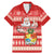 Tonga Christmas Family Matching Mermaid Dress and Hawaiian Shirt The Santa Coat of Arms with Ngatu and Snow Pattern LT03 Dad's Shirt - Short Sleeve Red - Polynesian Pride