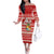 Tonga Christmas Family Matching Off Shoulder Long Sleeve Dress and Hawaiian Shirt The Santa Coat of Arms with Ngatu and Snow Pattern LT03 Mom's Dress Red - Polynesian Pride