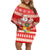 Tonga Christmas Family Matching Off Shoulder Short Dress and Hawaiian Shirt The Santa Coat of Arms with Ngatu and Snow Pattern LT03 Mom's Dress Red - Polynesian Pride