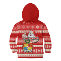 Tonga Christmas Kid Hoodie The Santa Coat of Arms with Ngatu and Snow Pattern LT03 - Polynesian Pride