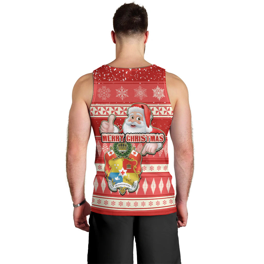 Tonga Christmas Men Tank Top The Santa Coat of Arms with Ngatu and Snow Pattern LT03 - Polynesian Pride