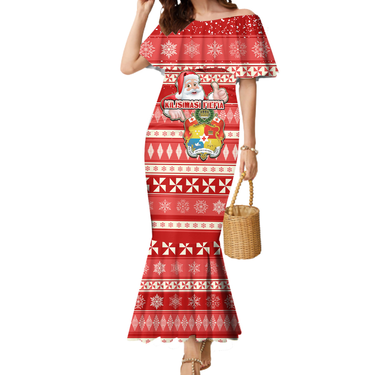 tonga-christmas-mermaid-dress-the-santa-coat-of-arms-with-ngatu-and-snow-pattern