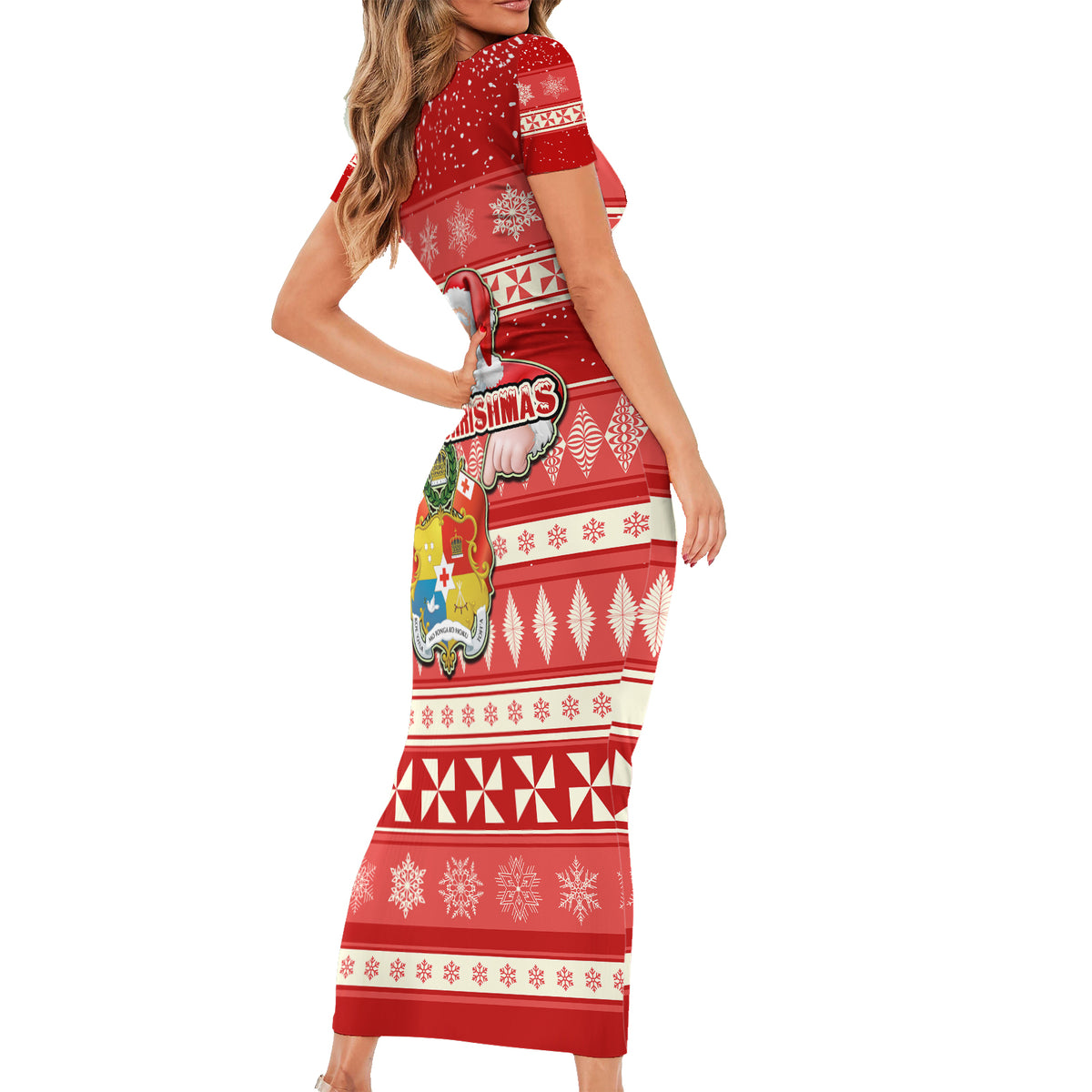 tonga-christmas-short-sleeve-bodycon-dress-the-santa-coat-of-arms-with-ngatu-and-snow-pattern
